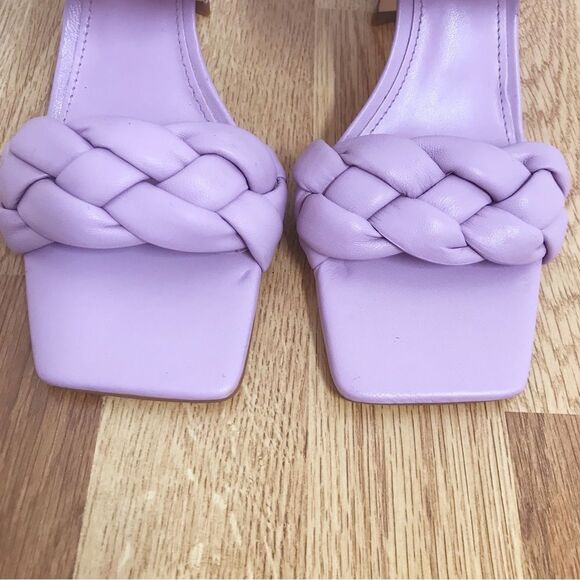 MARC FISHER Hammy Purple Braided Leather Heeled Slide Sandal Square Toe Size 6.5 - Picture 5 of 12